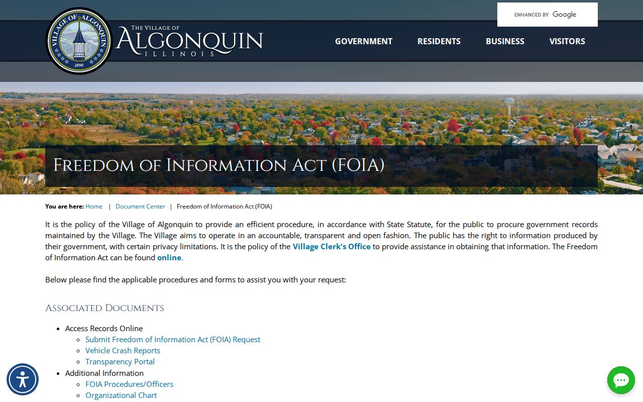 Algonquin official FOIA information page