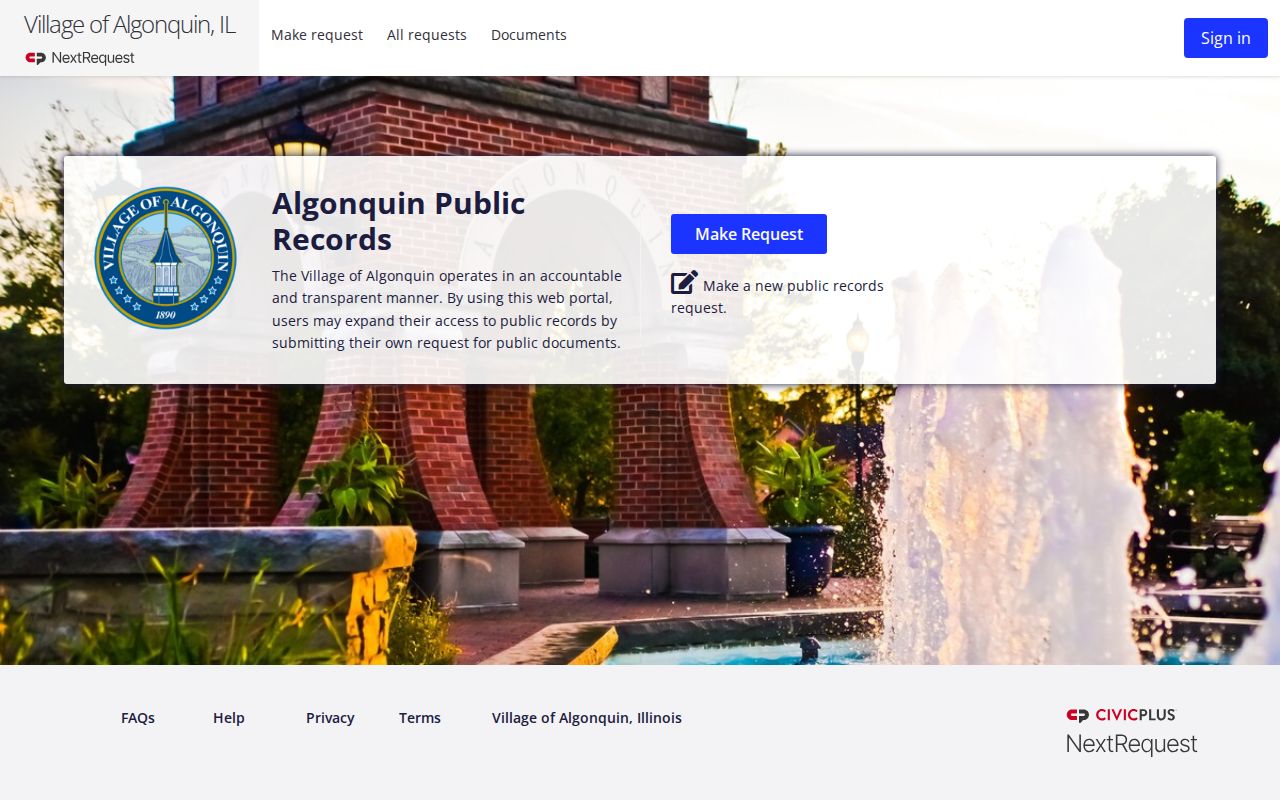 Algonquin NextRequest public records portal