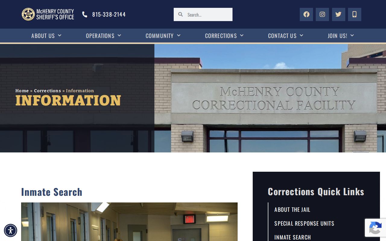 McHenry County Sheriff corrections and inmate reports