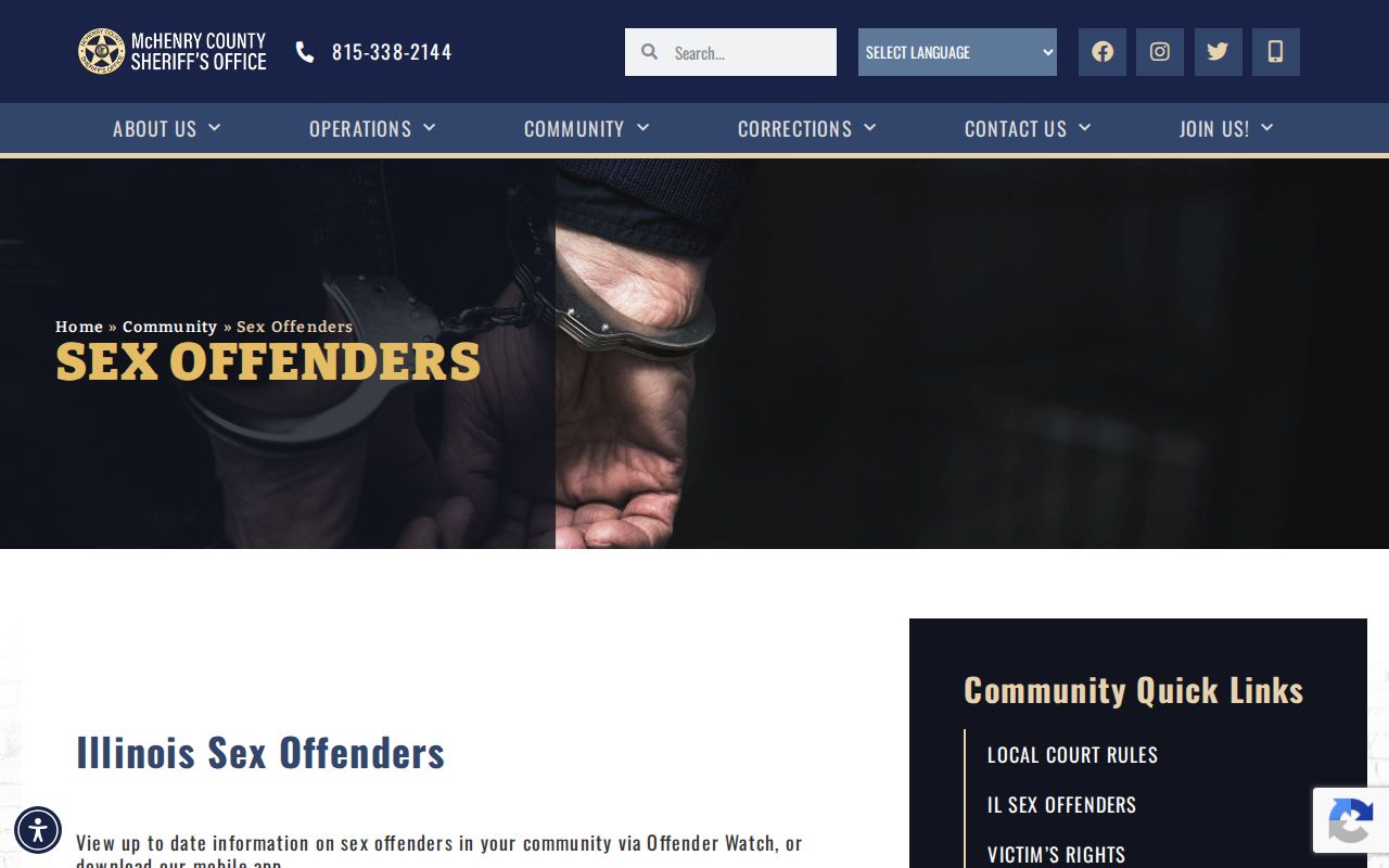 McHenry County Sheriff sex offender information